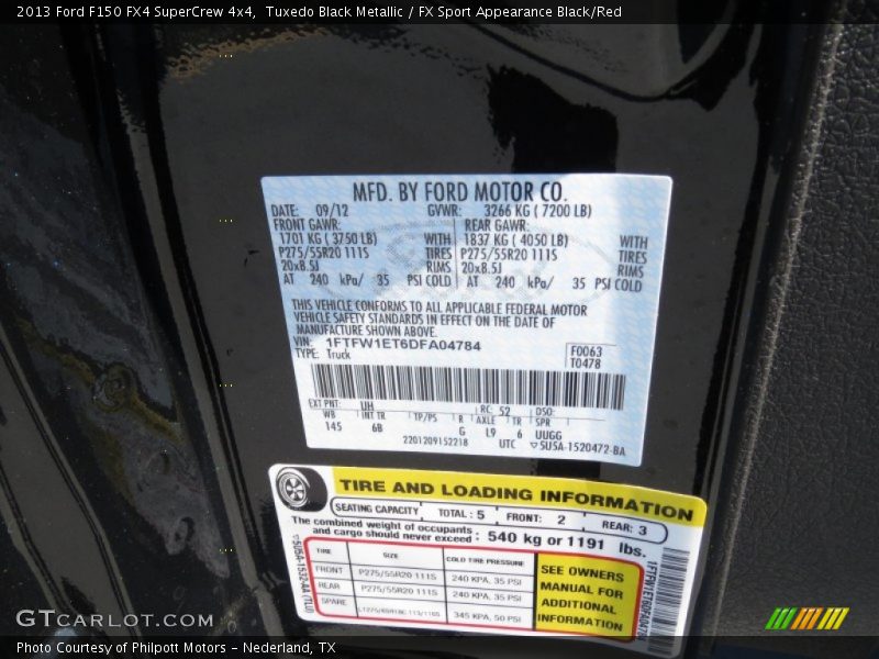 Tuxedo Black Metallic / FX Sport Appearance Black/Red 2013 Ford F150 FX4 SuperCrew 4x4