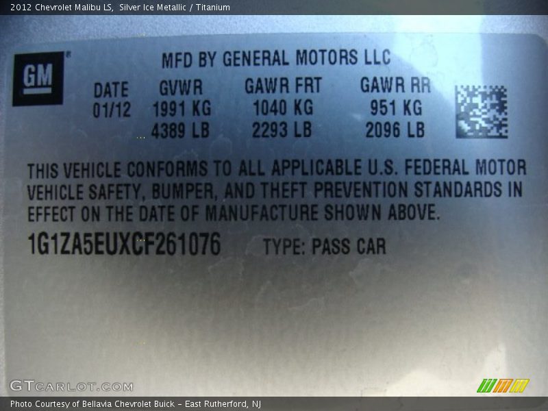 Silver Ice Metallic / Titanium 2012 Chevrolet Malibu LS