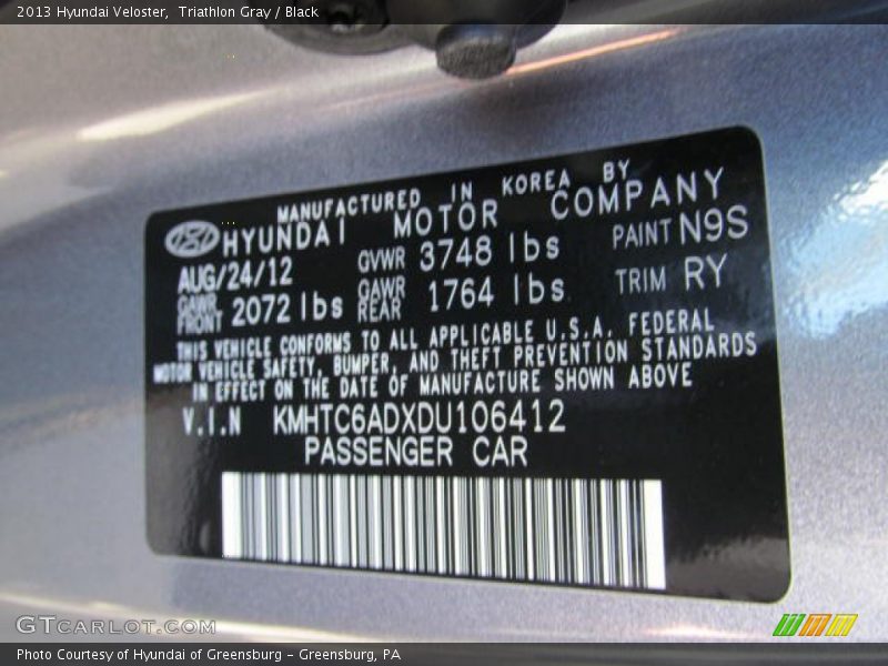 Triathlon Gray / Black 2013 Hyundai Veloster