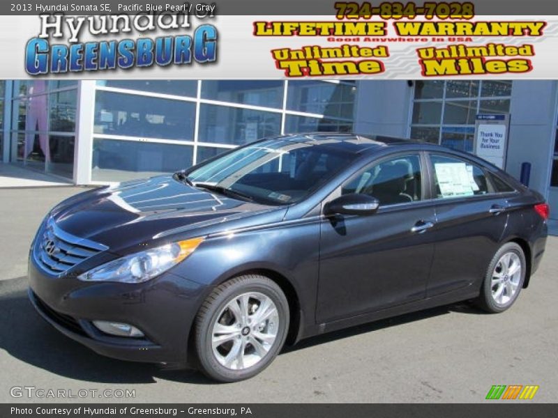 Pacific Blue Pearl / Gray 2013 Hyundai Sonata SE