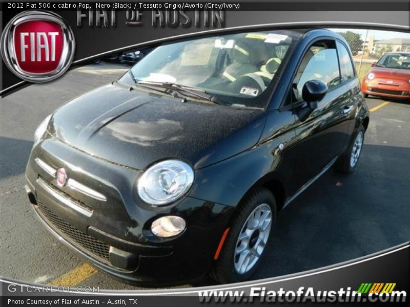 Nero (Black) / Tessuto Grigio/Avorio (Grey/Ivory) 2012 Fiat 500 c cabrio Pop