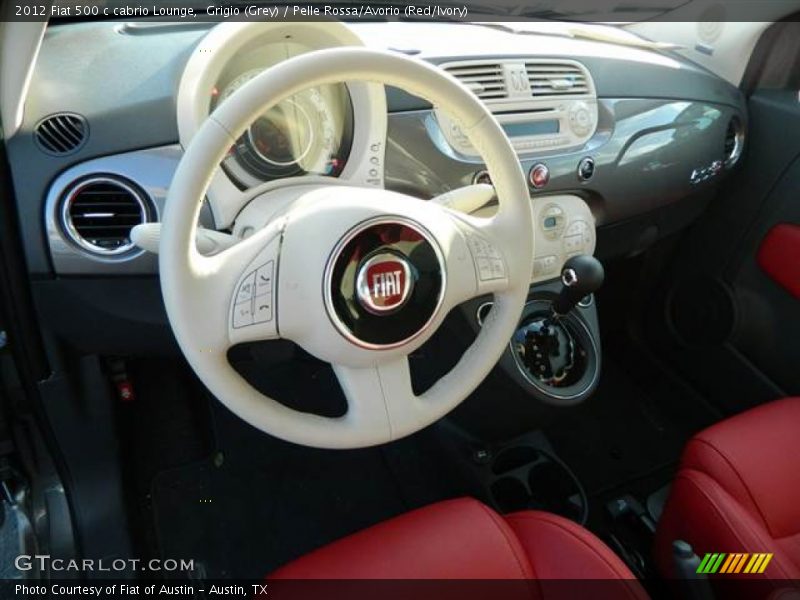 Grigio (Grey) / Pelle Rossa/Avorio (Red/Ivory) 2012 Fiat 500 c cabrio Lounge