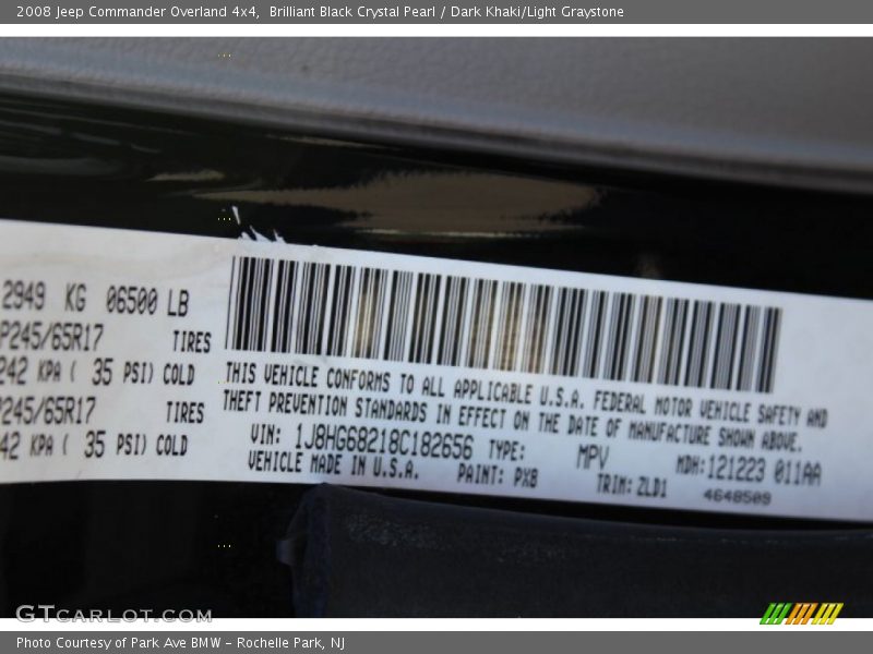 Brilliant Black Crystal Pearl / Dark Khaki/Light Graystone 2008 Jeep Commander Overland 4x4
