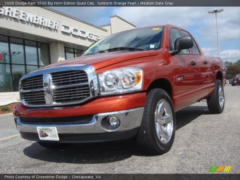 Sunburst Orange Pearl / Medium Slate Gray 2008 Dodge Ram 1500 Big Horn Edition Quad Cab