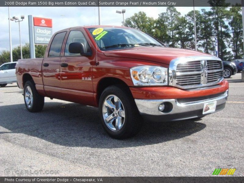 Sunburst Orange Pearl / Medium Slate Gray 2008 Dodge Ram 1500 Big Horn Edition Quad Cab