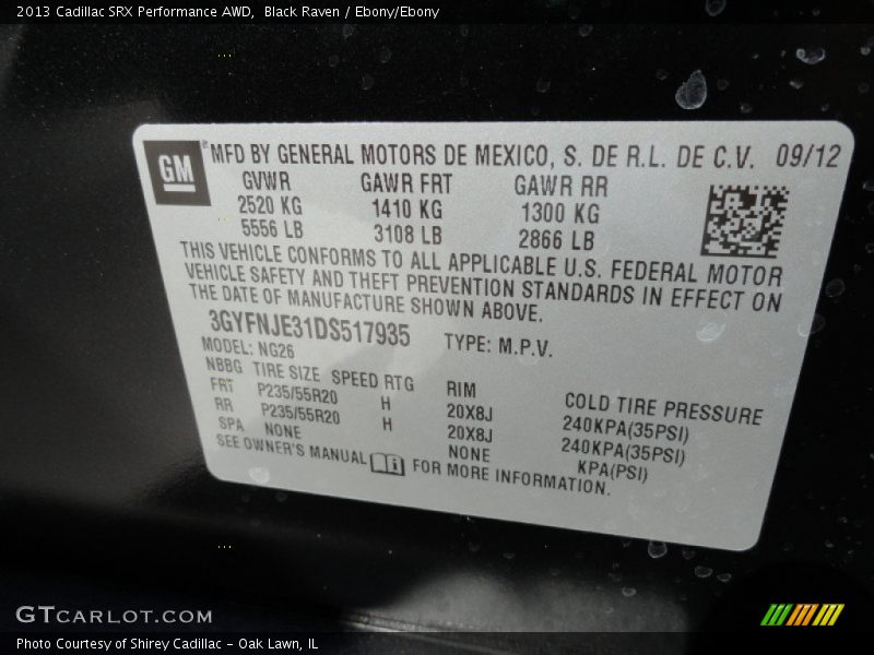 Black Raven / Ebony/Ebony 2013 Cadillac SRX Performance AWD