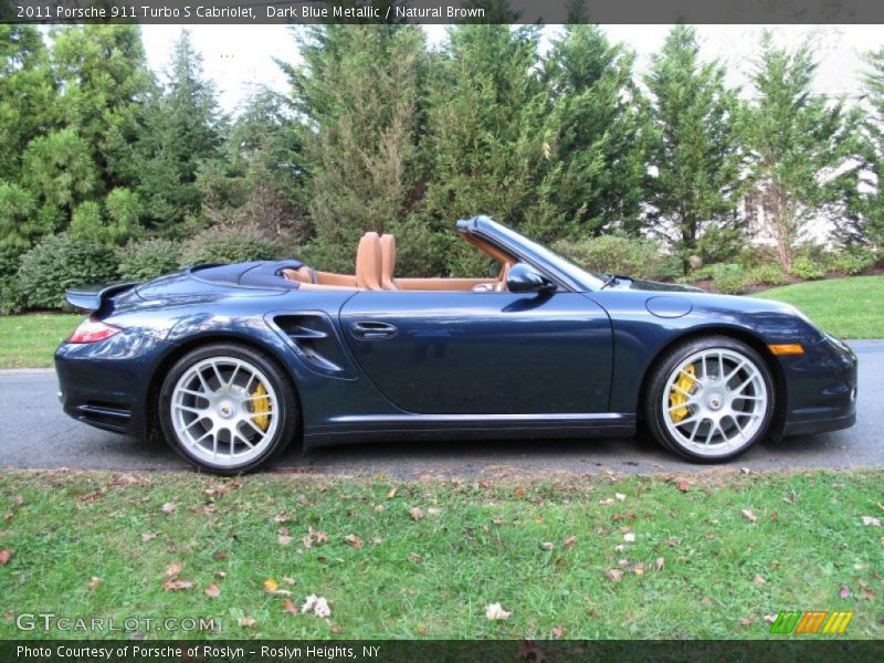 Dark Blue Metallic / Natural Brown 2011 Porsche 911 Turbo S Cabriolet