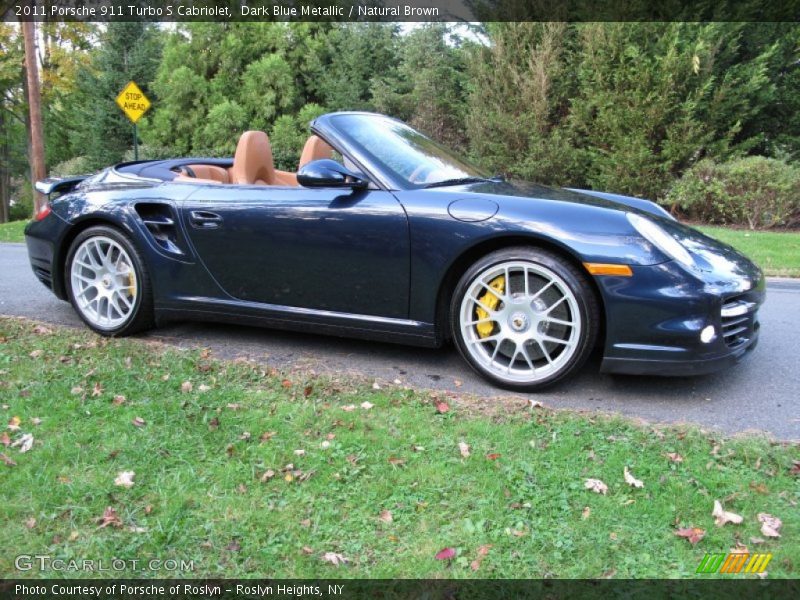 Dark Blue Metallic / Natural Brown 2011 Porsche 911 Turbo S Cabriolet