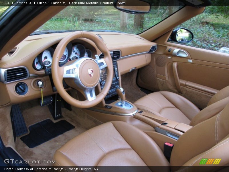 Dark Blue Metallic / Natural Brown 2011 Porsche 911 Turbo S Cabriolet