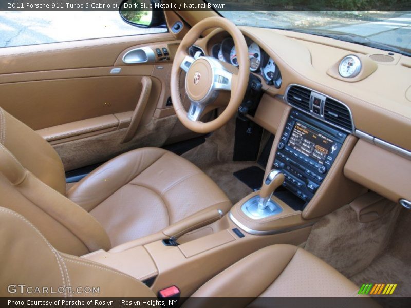 Dark Blue Metallic / Natural Brown 2011 Porsche 911 Turbo S Cabriolet