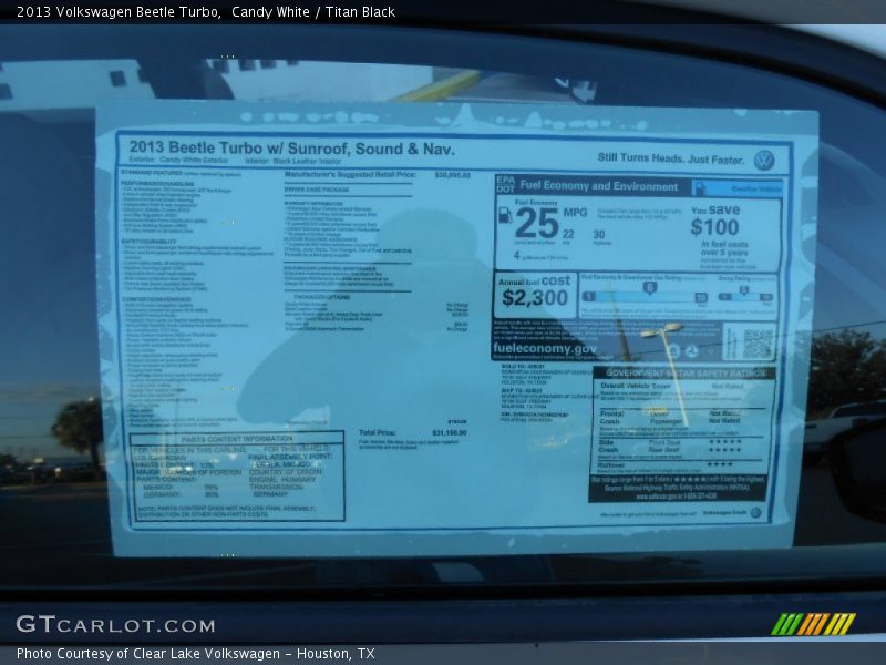  2013 Beetle Turbo Window Sticker