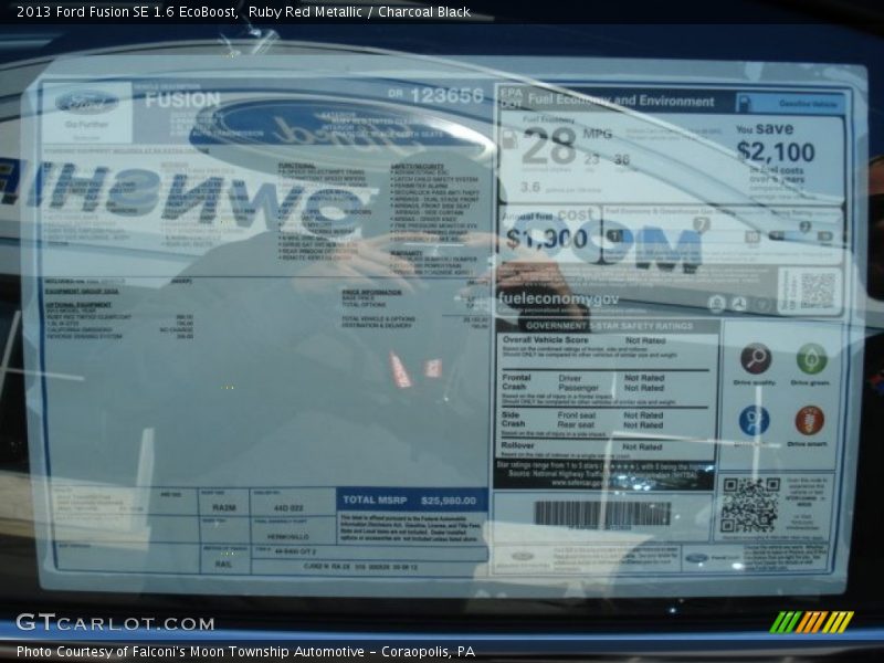  2013 Fusion SE 1.6 EcoBoost Window Sticker
