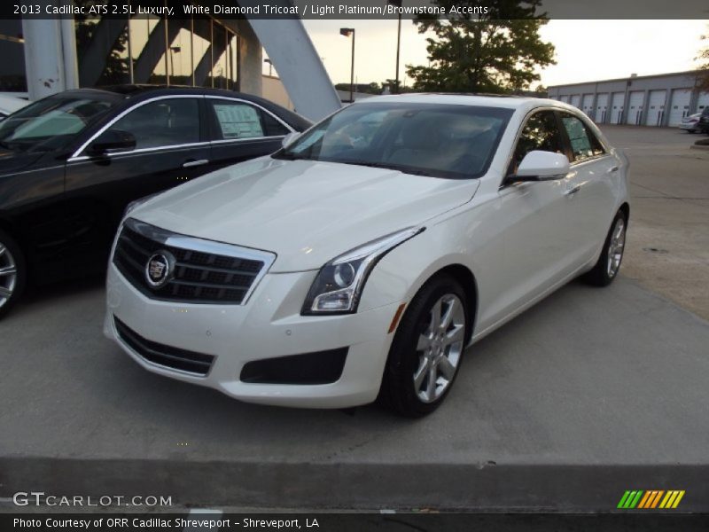 White Diamond Tricoat / Light Platinum/Brownstone Accents 2013 Cadillac ATS 2.5L Luxury