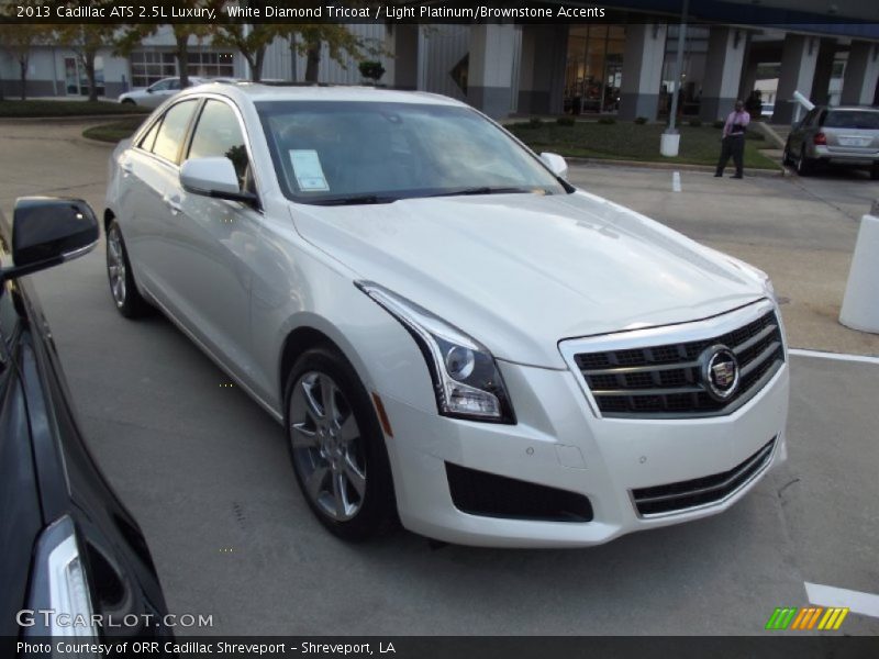 White Diamond Tricoat / Light Platinum/Brownstone Accents 2013 Cadillac ATS 2.5L Luxury
