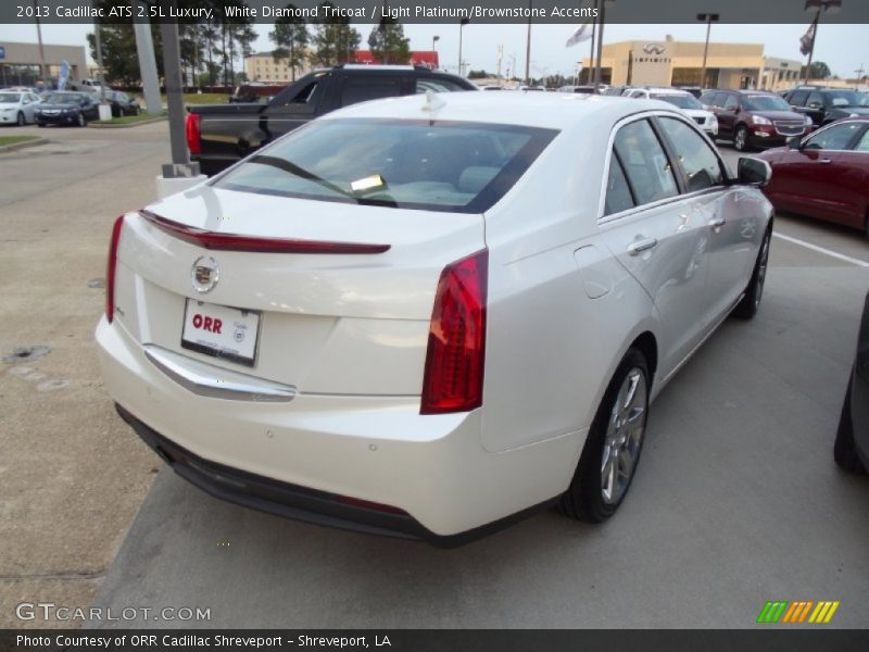 White Diamond Tricoat / Light Platinum/Brownstone Accents 2013 Cadillac ATS 2.5L Luxury