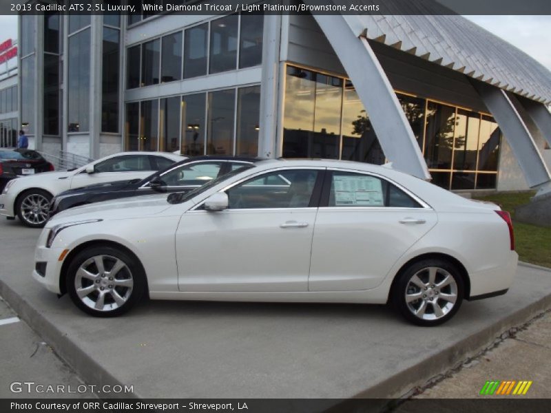 White Diamond Tricoat / Light Platinum/Brownstone Accents 2013 Cadillac ATS 2.5L Luxury
