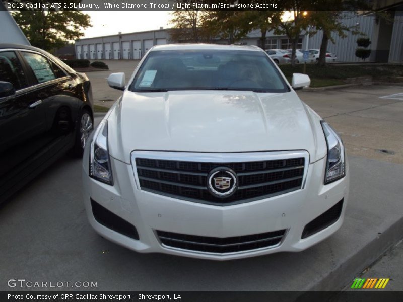 White Diamond Tricoat / Light Platinum/Brownstone Accents 2013 Cadillac ATS 2.5L Luxury