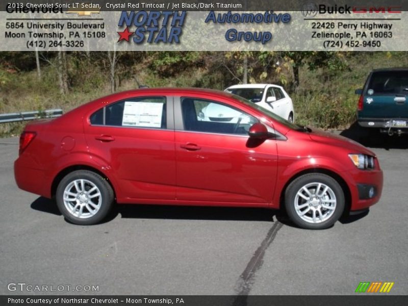 Crystal Red Tintcoat / Jet Black/Dark Titanium 2013 Chevrolet Sonic LT Sedan