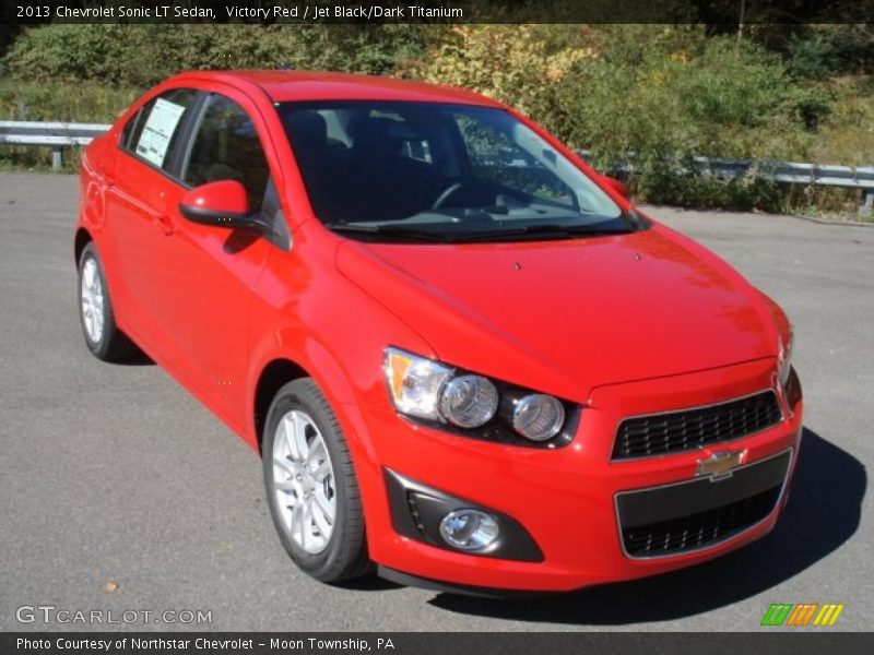 Victory Red / Jet Black/Dark Titanium 2013 Chevrolet Sonic LT Sedan