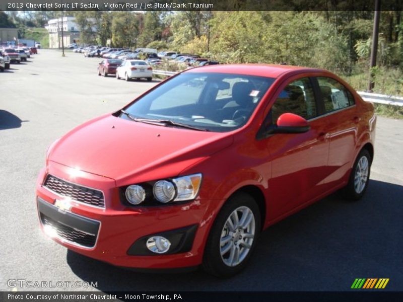 Victory Red / Jet Black/Dark Titanium 2013 Chevrolet Sonic LT Sedan