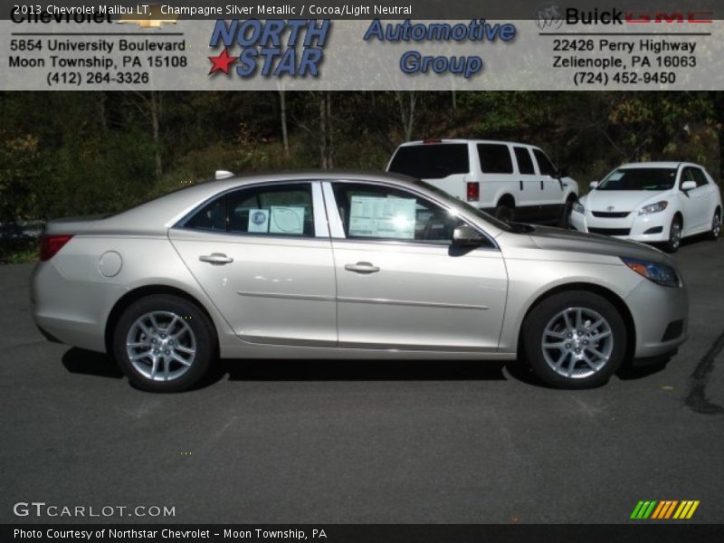 Champagne Silver Metallic / Cocoa/Light Neutral 2013 Chevrolet Malibu LT