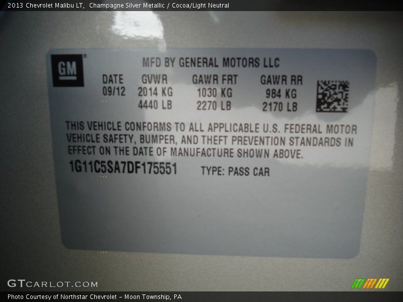 Champagne Silver Metallic / Cocoa/Light Neutral 2013 Chevrolet Malibu LT