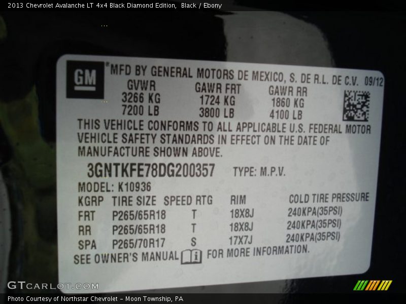 Black / Ebony 2013 Chevrolet Avalanche LT 4x4 Black Diamond Edition