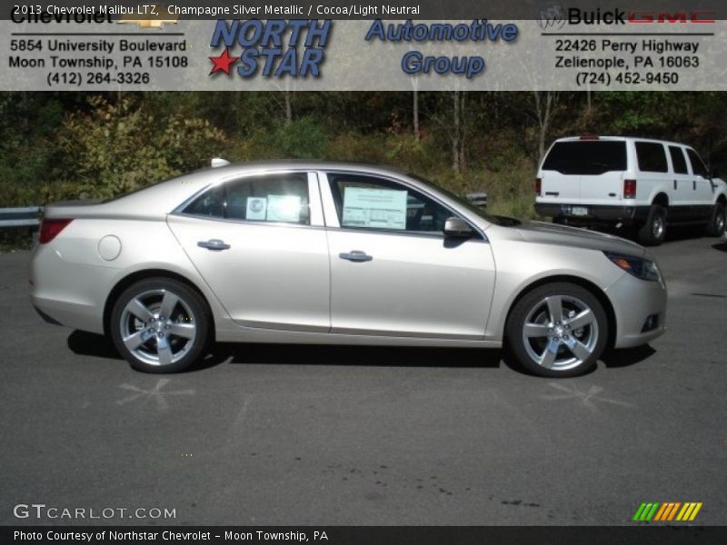 Champagne Silver Metallic / Cocoa/Light Neutral 2013 Chevrolet Malibu LTZ