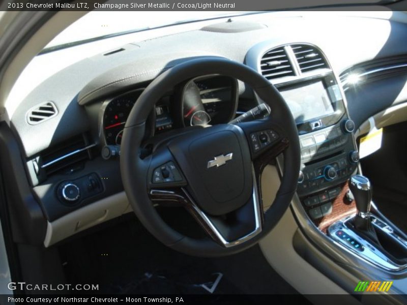 Champagne Silver Metallic / Cocoa/Light Neutral 2013 Chevrolet Malibu LTZ