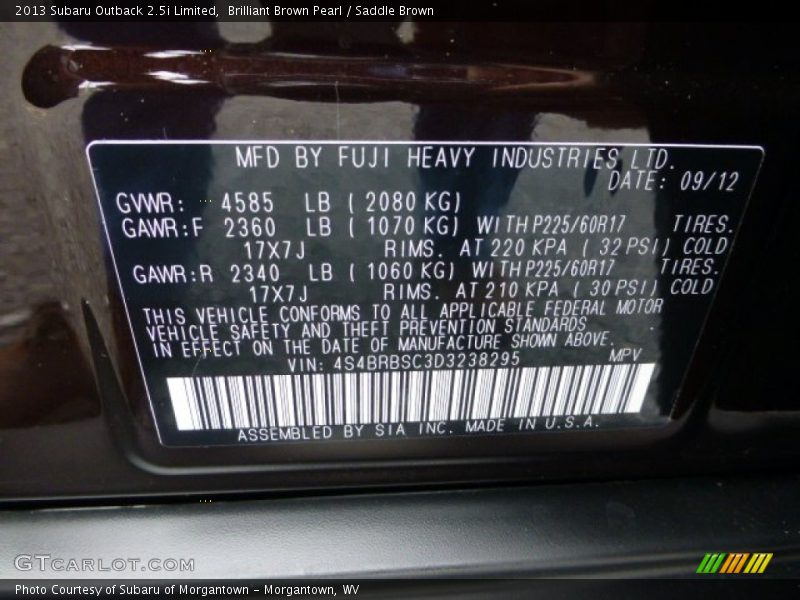 Brilliant Brown Pearl / Saddle Brown 2013 Subaru Outback 2.5i Limited
