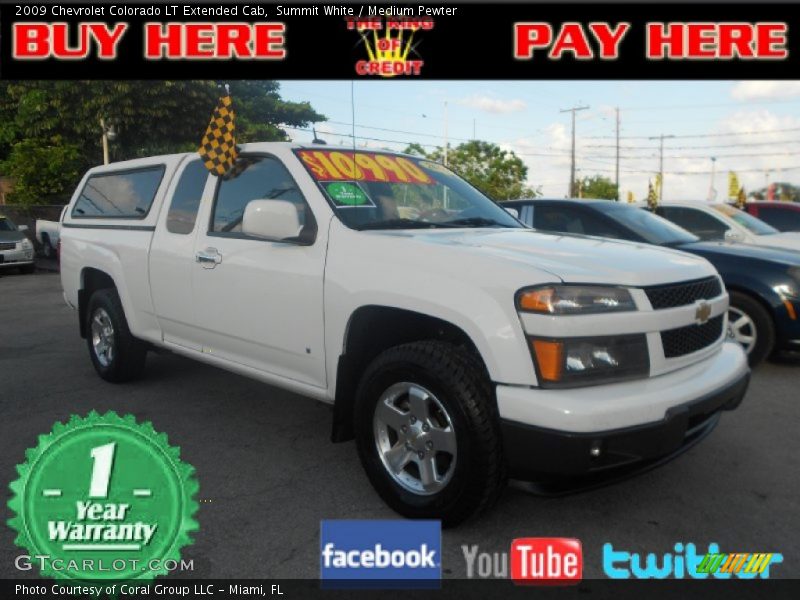 Summit White / Medium Pewter 2009 Chevrolet Colorado LT Extended Cab