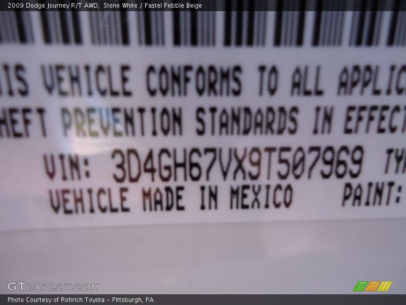 Stone White / Pastel Pebble Beige 2009 Dodge Journey R/T AWD