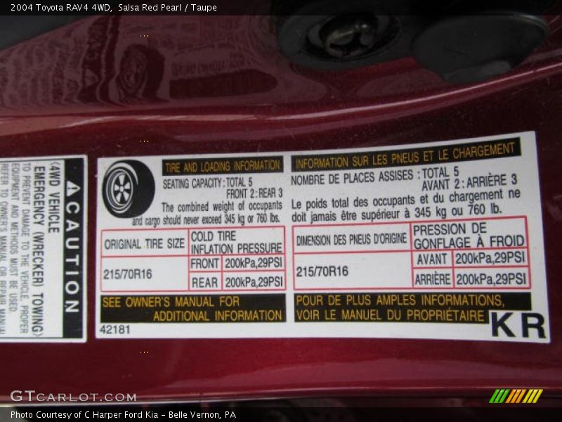 Salsa Red Pearl / Taupe 2004 Toyota RAV4 4WD