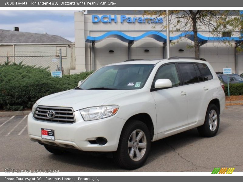 Blizzard White Pearl / Ash Gray 2008 Toyota Highlander 4WD