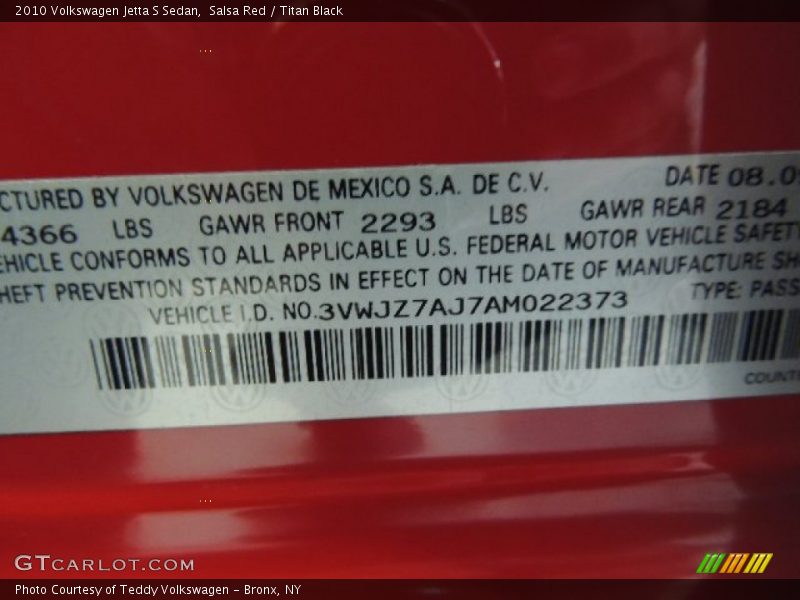 Salsa Red / Titan Black 2010 Volkswagen Jetta S Sedan