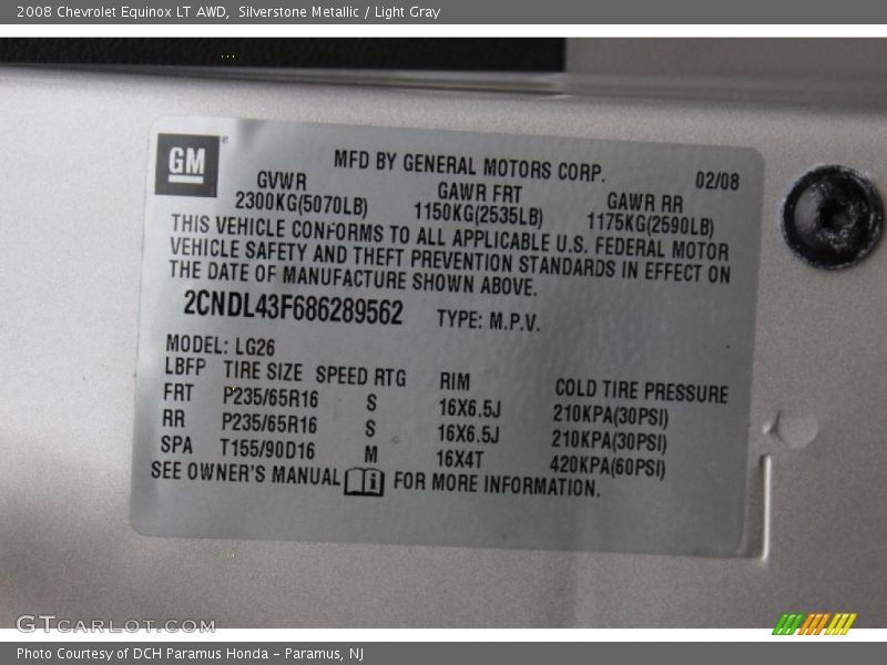 Silverstone Metallic / Light Gray 2008 Chevrolet Equinox LT AWD