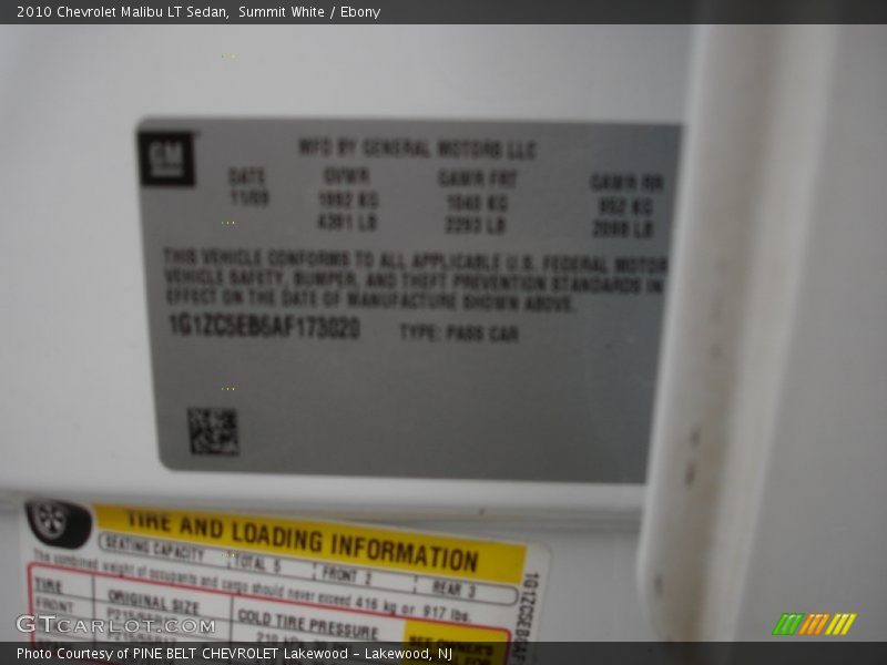 Summit White / Ebony 2010 Chevrolet Malibu LT Sedan