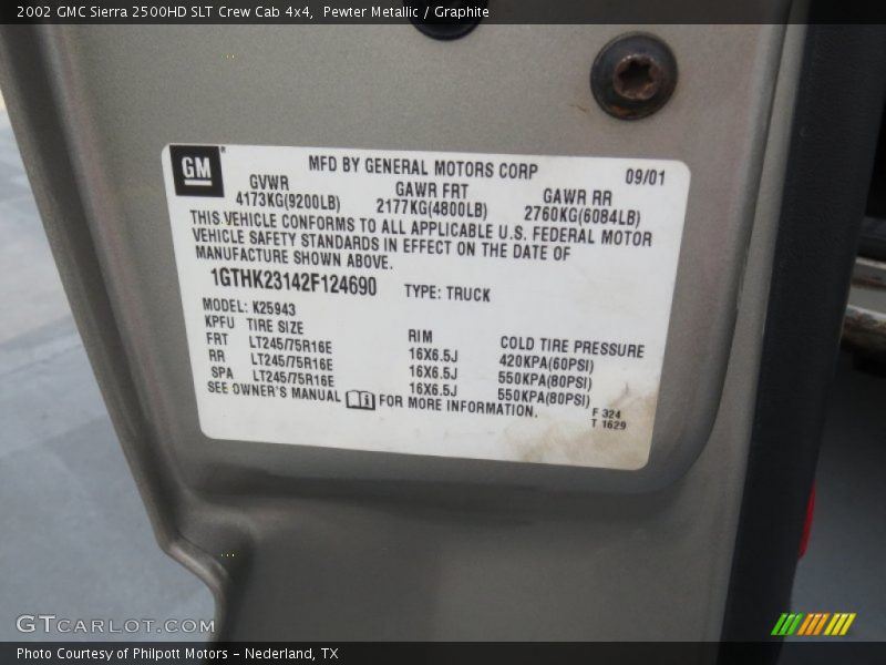 Pewter Metallic / Graphite 2002 GMC Sierra 2500HD SLT Crew Cab 4x4