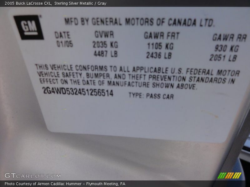 Sterling Silver Metallic / Gray 2005 Buick LaCrosse CXL