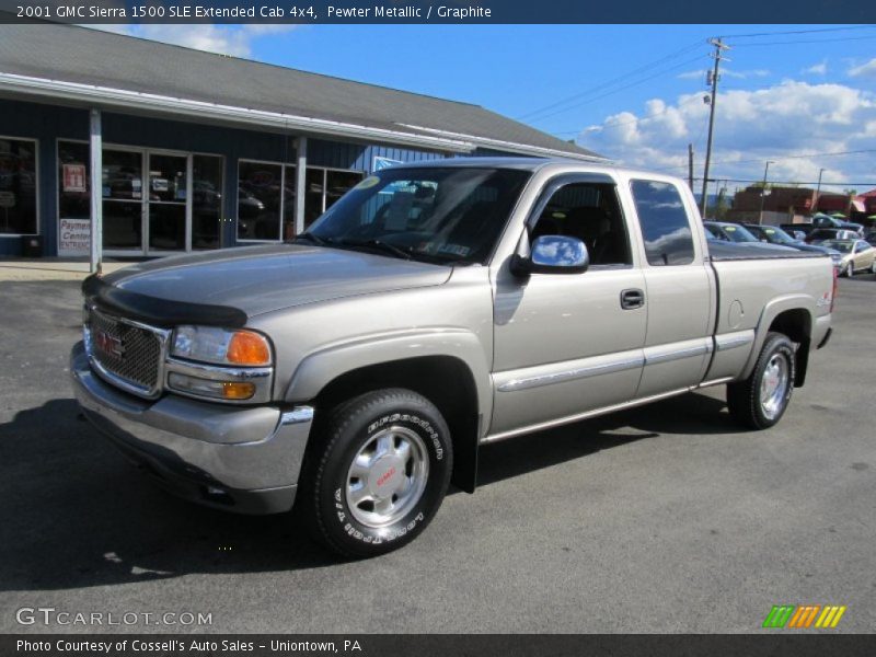 Pewter Metallic / Graphite 2001 GMC Sierra 1500 SLE Extended Cab 4x4