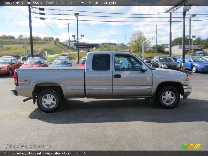 Pewter Metallic / Graphite 2001 GMC Sierra 1500 SLE Extended Cab 4x4