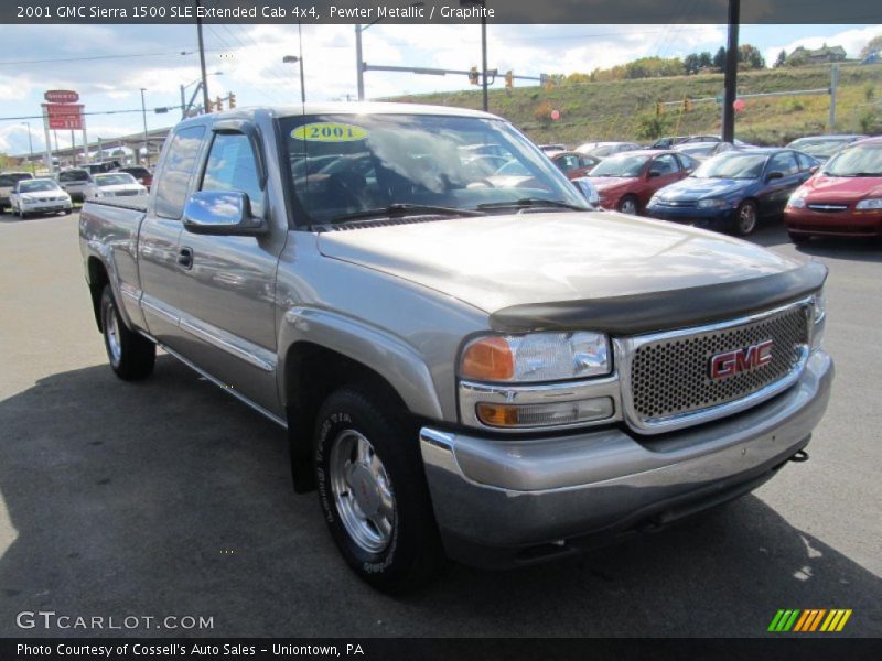 Pewter Metallic / Graphite 2001 GMC Sierra 1500 SLE Extended Cab 4x4