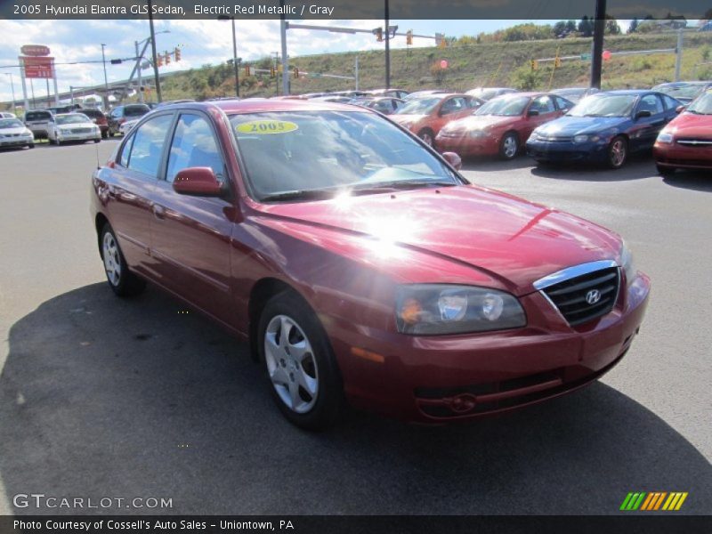 Electric Red Metallic / Gray 2005 Hyundai Elantra GLS Sedan