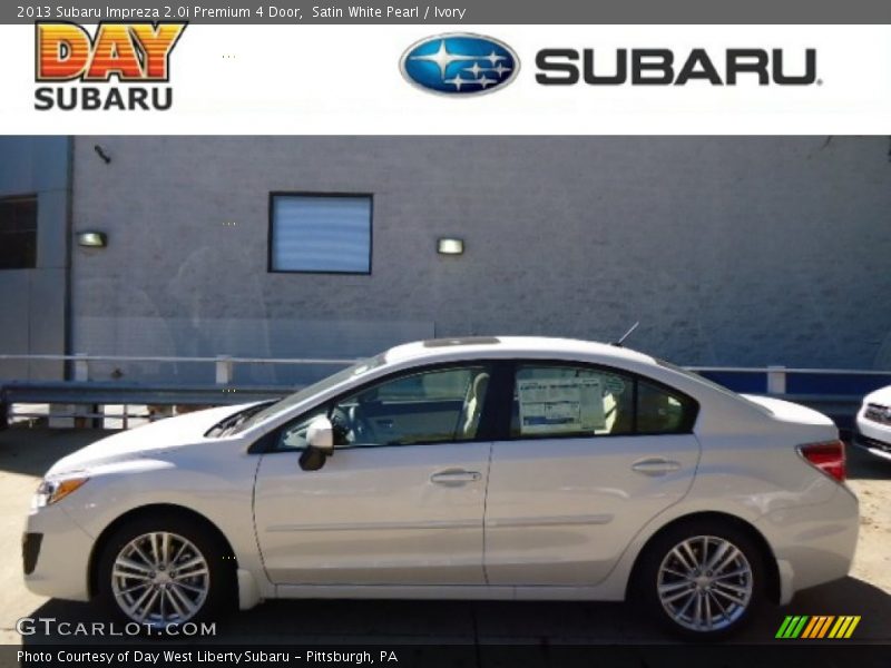 Satin White Pearl / Ivory 2013 Subaru Impreza 2.0i Premium 4 Door