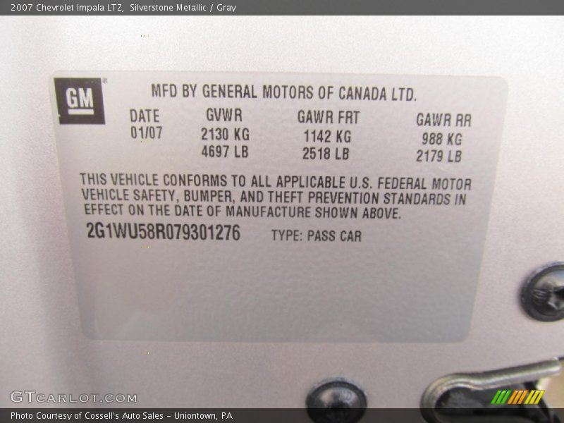 Silverstone Metallic / Gray 2007 Chevrolet Impala LTZ