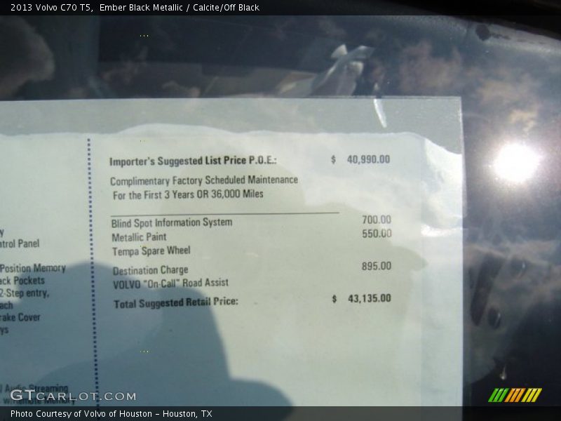 Ember Black Metallic / Calcite/Off Black 2013 Volvo C70 T5