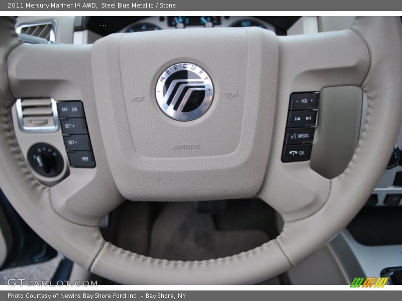 Steel Blue Metallic / Stone 2011 Mercury Mariner I4 AWD