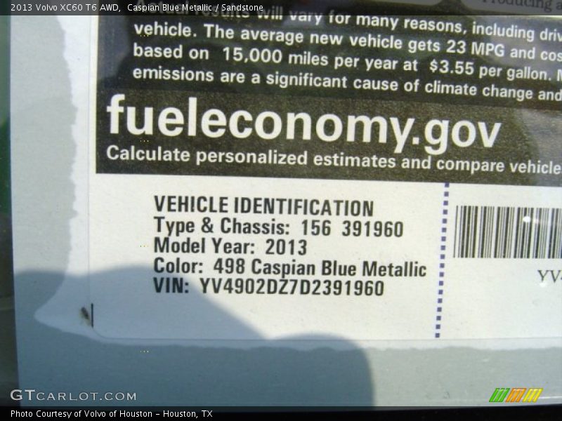 Caspian Blue Metallic / Sandstone 2013 Volvo XC60 T6 AWD