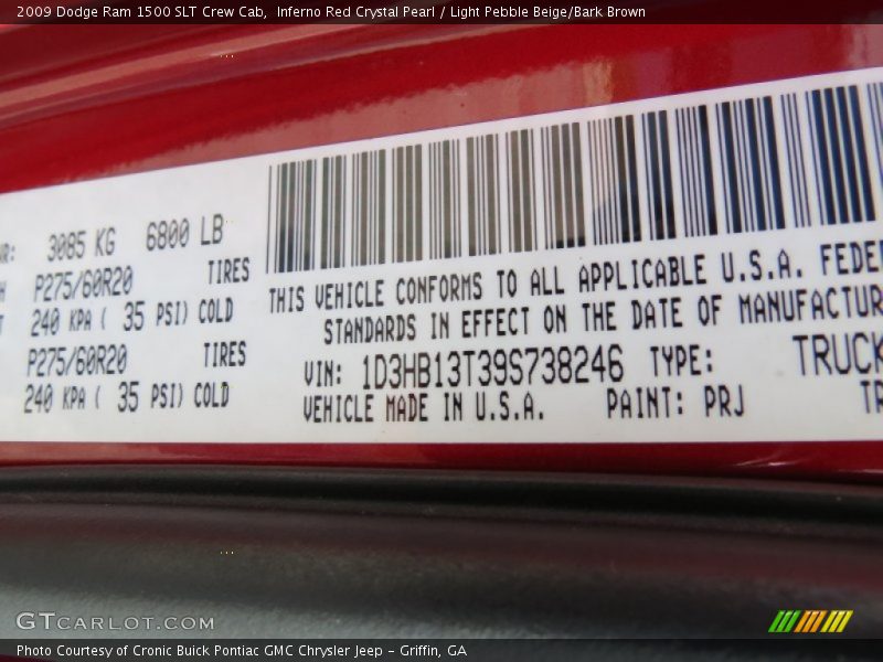 Inferno Red Crystal Pearl / Light Pebble Beige/Bark Brown 2009 Dodge Ram 1500 SLT Crew Cab