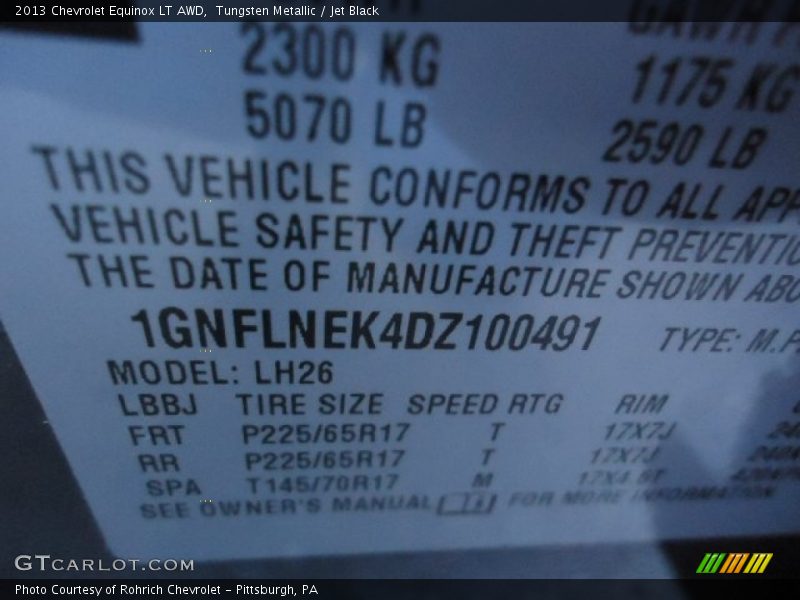 Tungsten Metallic / Jet Black 2013 Chevrolet Equinox LT AWD